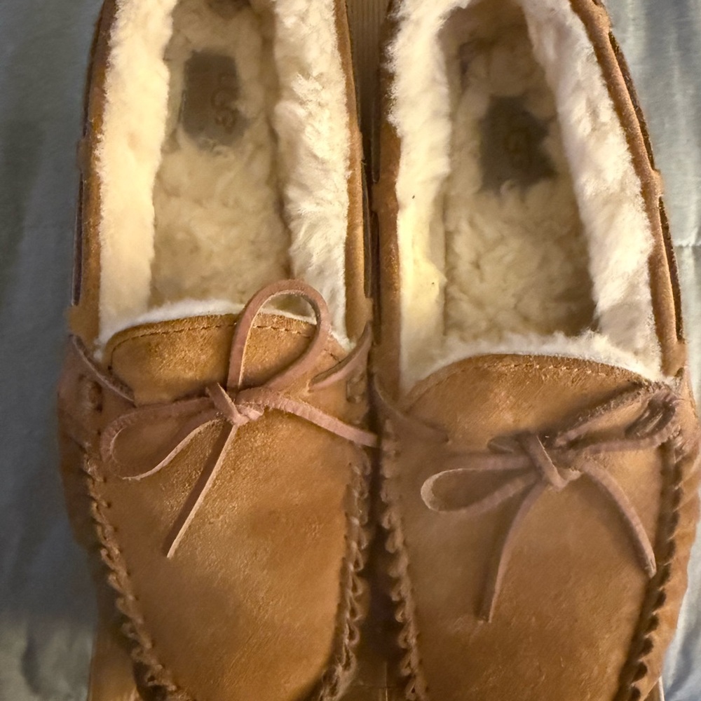 UGG Tan Moccasin Slippers with Sheepskin Lining